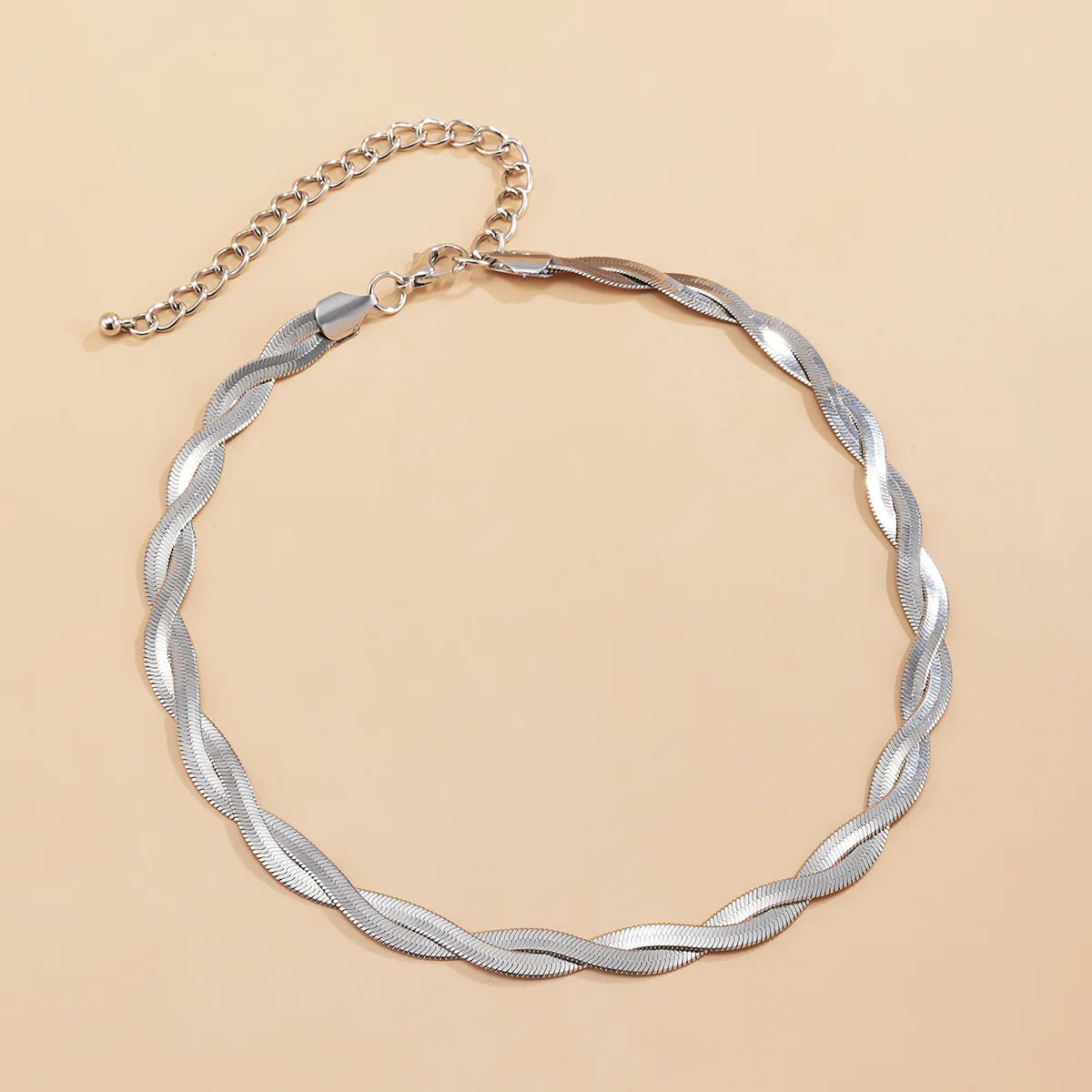 Colar Feminino Entrelaçado Banhado em Ouro Branco 18K