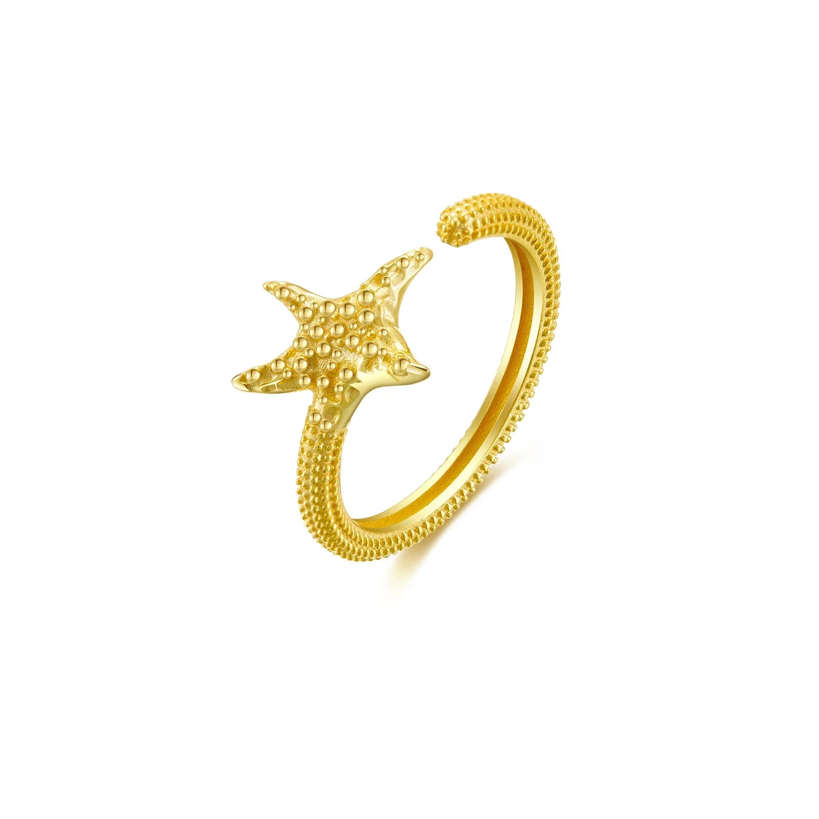 Anel Feminino Starfish Banhado em Ouro 18K