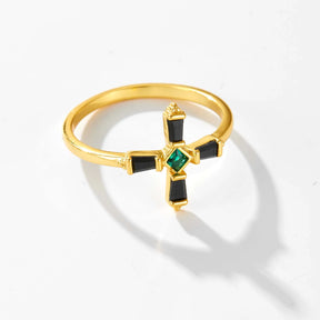 Anel Feminino Cross Ring Banhado em Ouro 18K