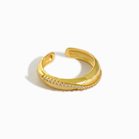 Anel Feminino Logi Snnade com Pedra Zircônia Banhado em Ouro 18K