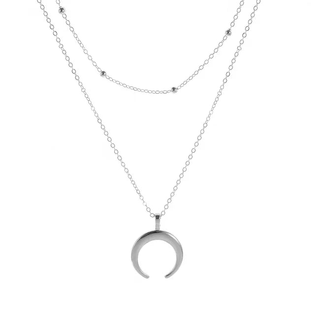 Colar Feminino Luar Banhado em Ouro Branco 18K